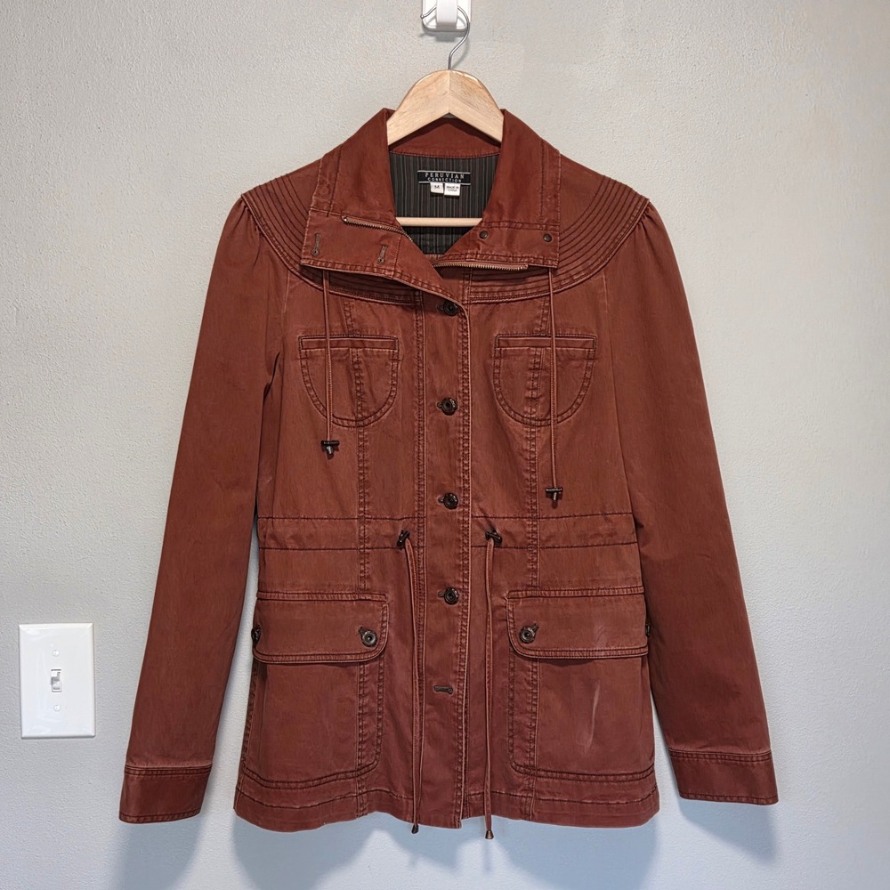 Peruvian Connection Utility Jacket Womens M Boho Cinch Waist Cargo Pocket Anorak